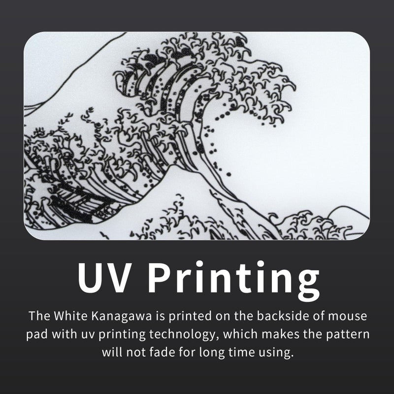 GMKWTL XVX Glass Gaming Mouse Pad, White Kanagawa Hard Mousepads for Gaming,Professional Large Mouse Mat 410mm*310mm, Special Glass Surface with Improved Precision and Speed - Image 3