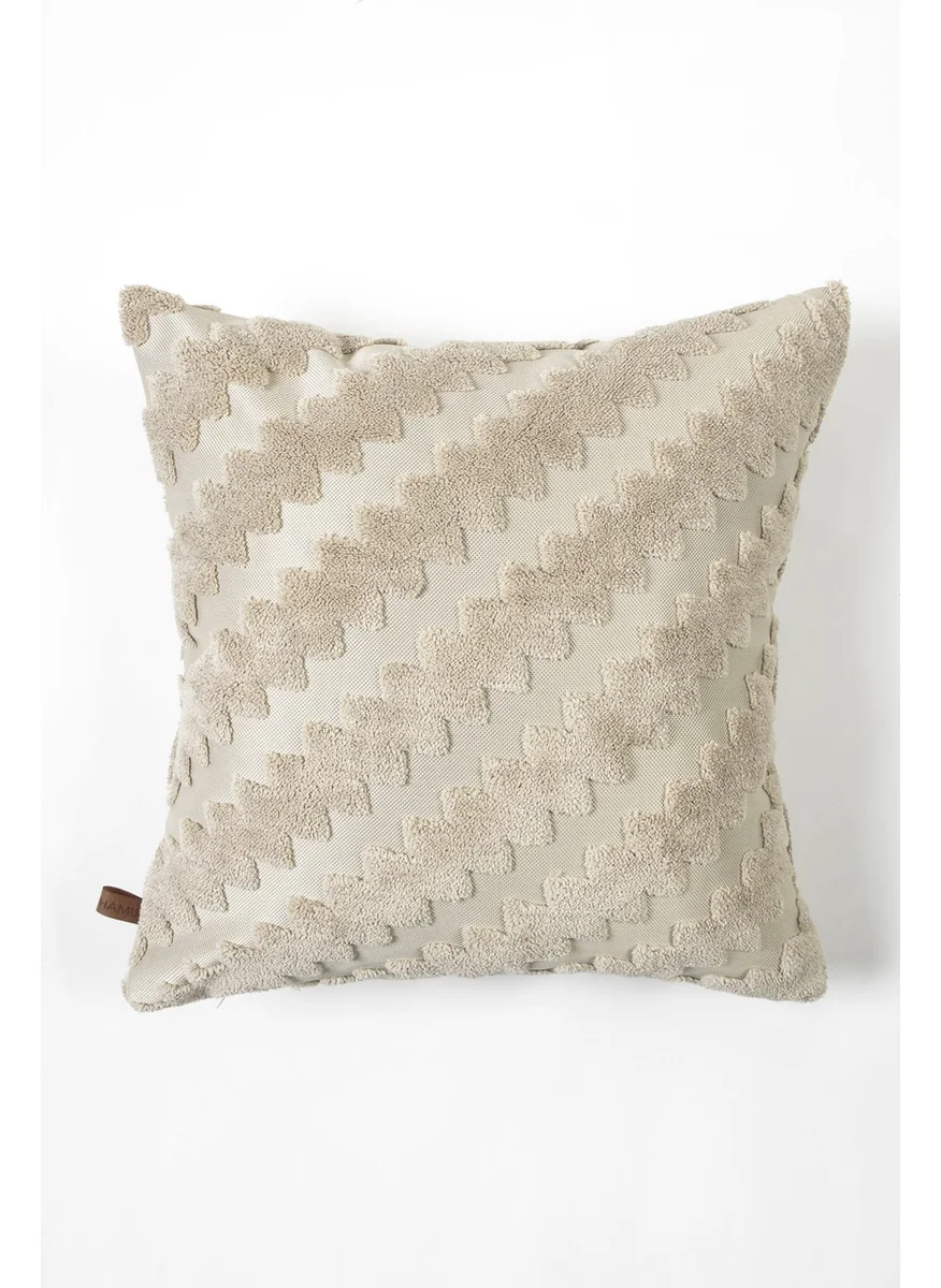 هامور Dough Bohemian Special Design Punch Punch Pattern Square Decorative Throw Pillow Cover Zigzag Natural
