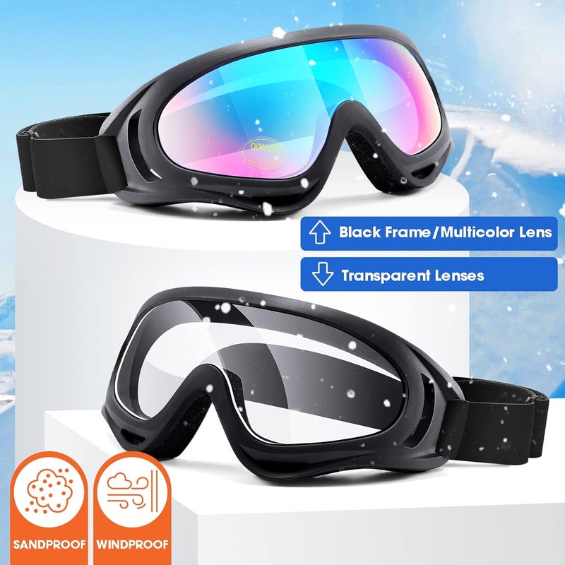 MAMBAOUT 2-Pack Snow Ski Goggles, Snowboard Goggles for Men, Women, Youth, Kids, Boys or Girls - Image 2