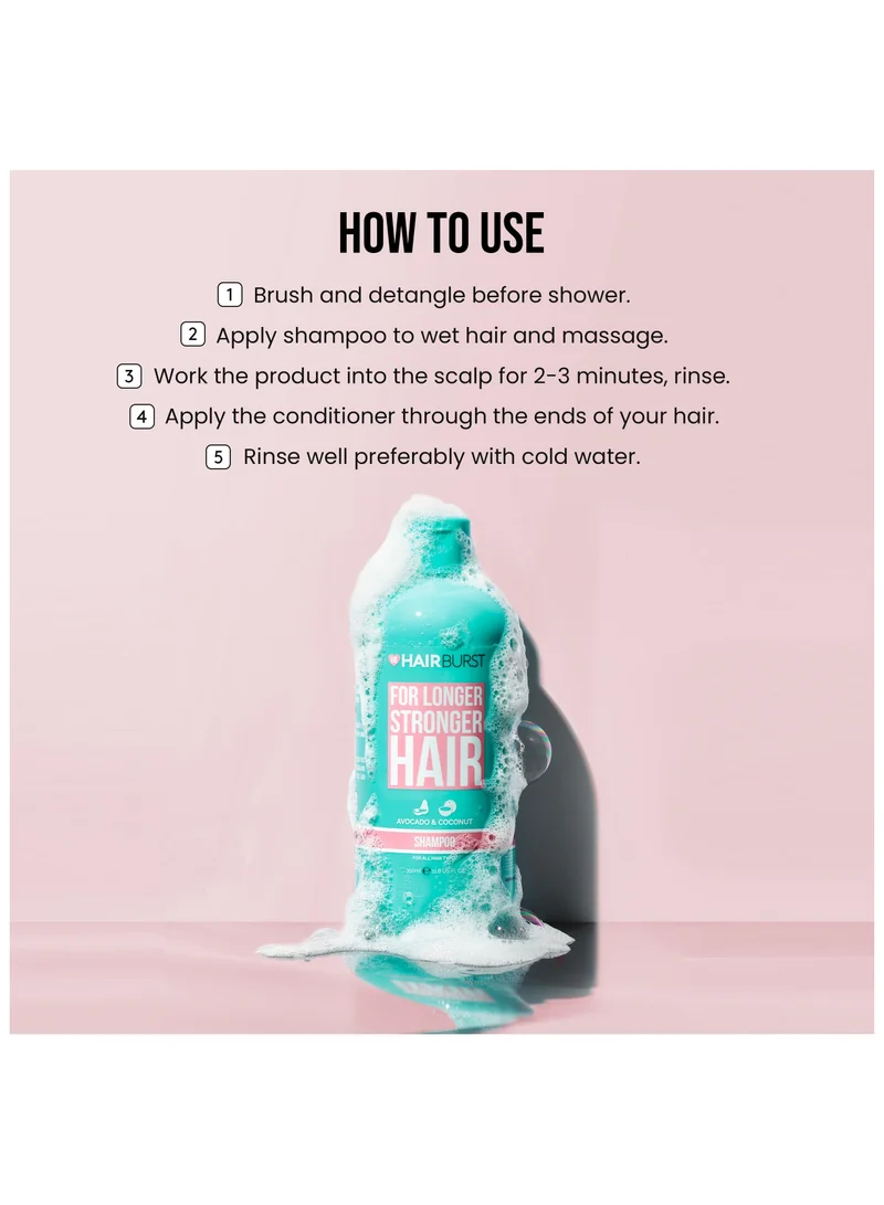 HAIR BURST Hair Growth Shampoo - Reduces Hair Loss - Strengthens Growth, Contains No SLS and Parabens, Coconut and Avocado Aroma, 350ml