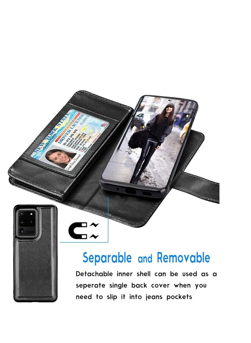 SYOSI Case for Galaxy S20, Galaxy S20 Wallet Case, Luxury PU Leather Carrying Folio Flip Cover Detachable Magnetic Hard Case Kickstand for Samsung Galaxy S20 - Image 3