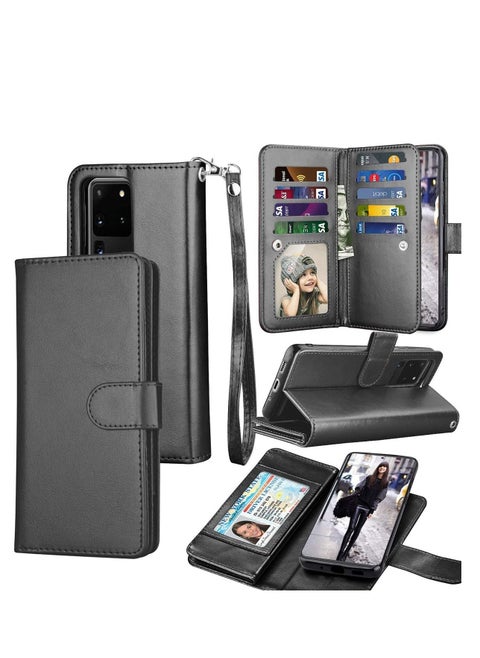 جراب لهاتف Galaxy S20، جراب محفظة لهاتف Galaxy S20، جراب قابل للطي من الجلد الصناعي الفاخر مع حامل مغناطيسي قابل للفصل لهاتف Samsung Galaxy S20