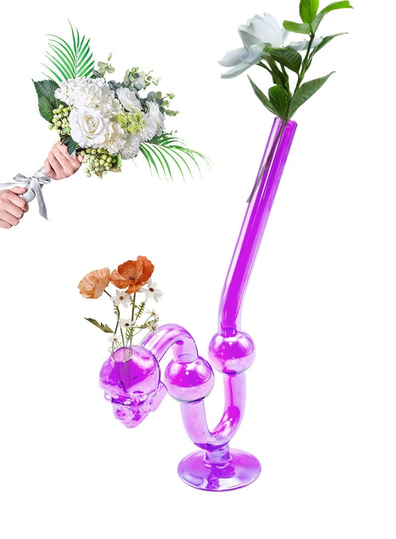 Home Decorative Luxury Design Portable Mini Filter Water Pipe Oil Lamp Burner GlassVase Glassware Herb Tube 