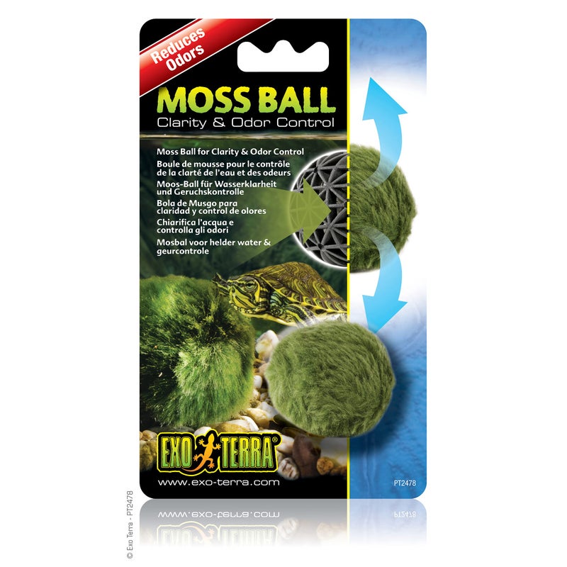 Exo Terra Moss Ball, Water Clarity and Odor Control for Aqua-Terrariums, PT2478, Green - Image 1