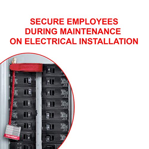 Master Lock 7C5RED Lockout Tagout Circuit Breaker Compact Padlock with 5 in. Long Flexible Steel Cable, Red - Image 3