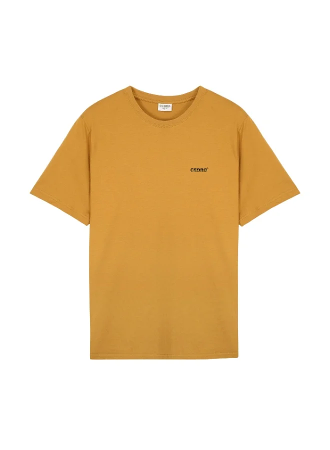 سيدرو CEDRO CASUAL REGULAR FIT 100% COTTN LIGHT WEIGHT 100% COTTON BASIC CREW NECK HONEY COLOR T-SHIRT