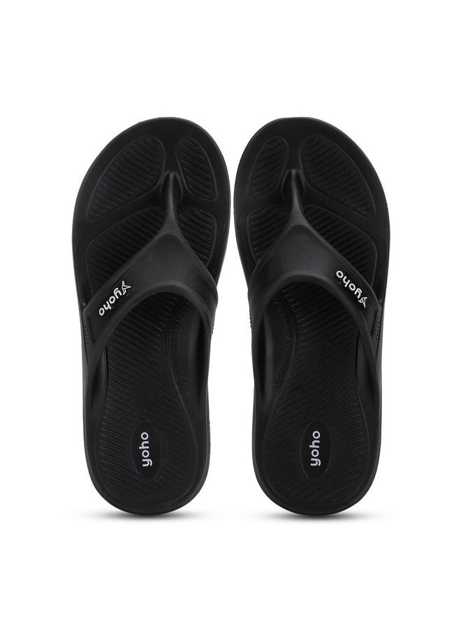 YOHO YOHO Drizzle Soft Slippers for Men | Mild Acupressure | Lightweight, Classic Black, UK 11  - Image 1