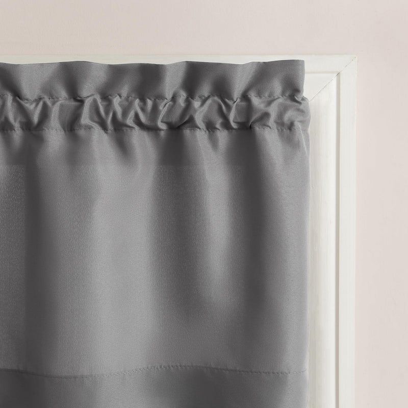 No. 918 Martine Microfiber Semi-Sheer Rod Pocket Kitchen Curtain Valance and Tiers Set, 54" x 36", Gray - Image 2