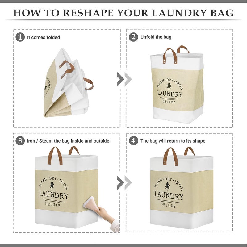 AMPLIN Laundry Basket Clothes Storage Basket Cotton Dirty Clothes Basket Foldable Laundry Hamper laundry hamper bucket canvas storage basket dirty clothes basket waterproof storage basket - Image 4