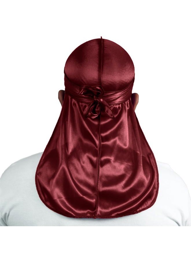 ForceWave Silky Durag for Men Wave Cap Satin Dorag for Men Women 360 Wave (Burgundy) - Image 2