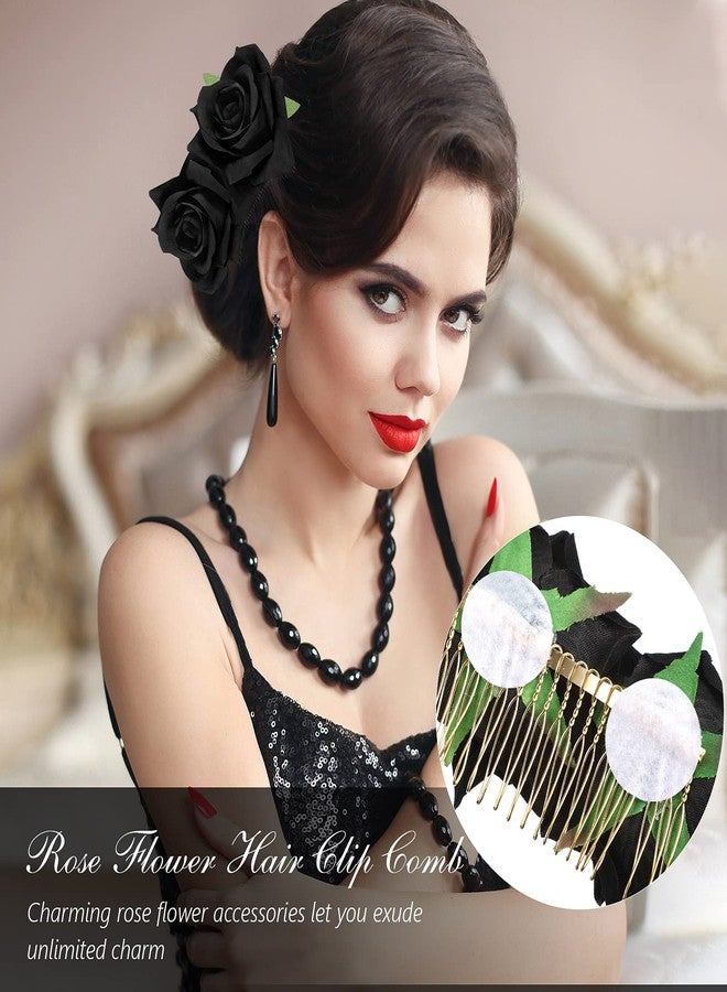 Waydress 12 Pieces Rose Flower Hair Clip Rose Brooch Floral Clips Mexican Flower Hair Pins Accessories for Women Mother's Day Gifts Flamenco Dancer Bridal Wedding Party Supplies - Image 3