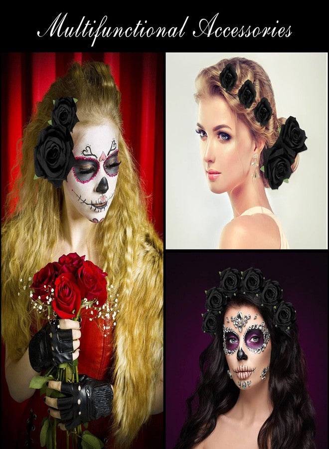 Waydress 12 Pieces Rose Flower Hair Clip Rose Brooch Floral Clips Mexican Flower Hair Pins Accessories for Women Mother's Day Gifts Flamenco Dancer Bridal Wedding Party Supplies - Image 2