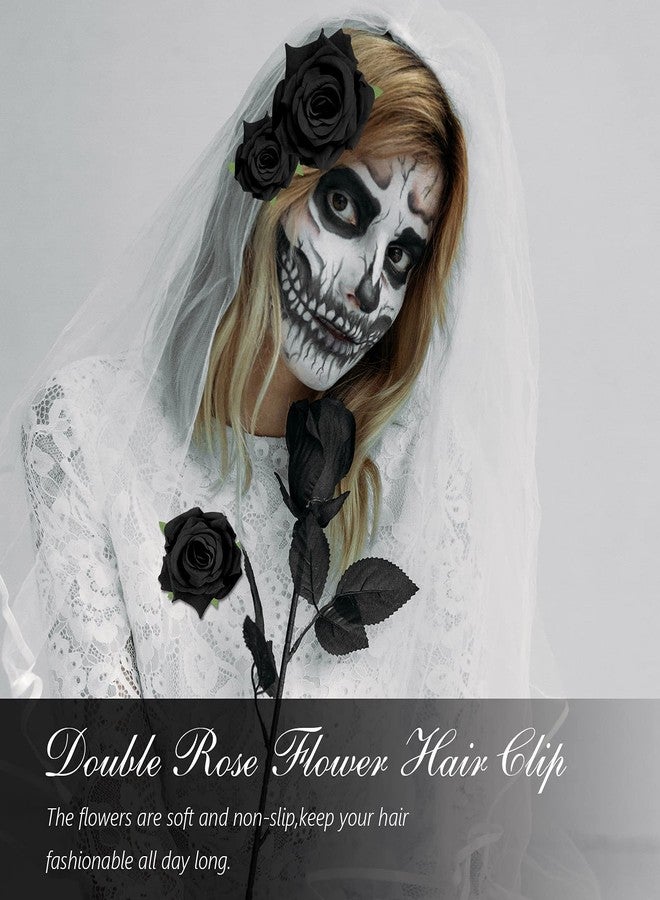 Waydress 12 Pieces Rose Flower Hair Clip Rose Brooch Floral Clips Mexican Flower Hair Pins Accessories for Women Mother's Day Gifts Flamenco Dancer Bridal Wedding Party Supplies - Image 4