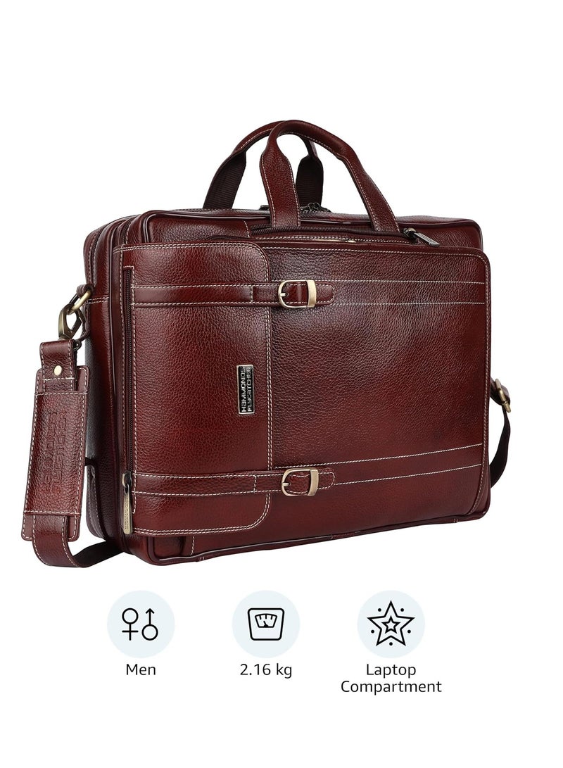 HAMMONDS FLYCATCHER Leather Office Bag for Men, 2 in 1 Leather Bag for Men, 15.6 Inch Professional Laptop Bag for Men, Adjustable Straps and Multiple Compartments | Brown | 9YXJ - Image 2