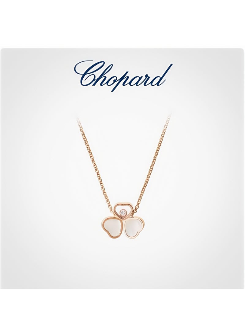 شوبارد من الذهب الوردي عيار 18 قيراطا من عرق اللؤلؤ الأبيض من عرق اللؤلؤ وهدية قلادة البرسيم - Image 1