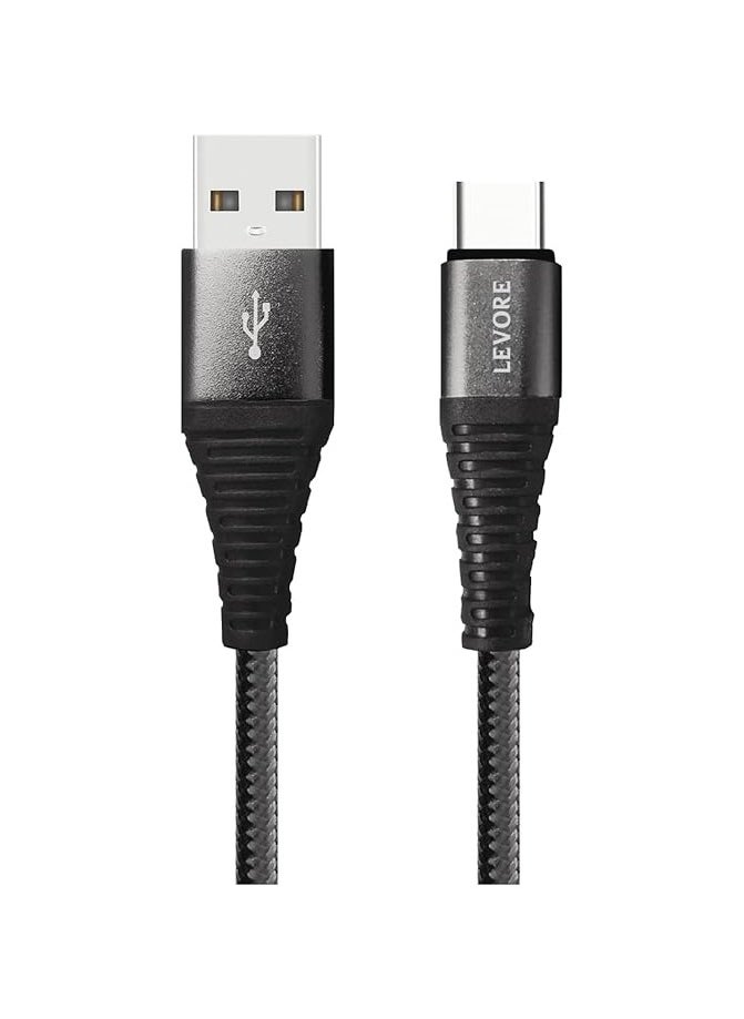 LEVORE Levore Nylon USB-A to USB-C Cable, 1.8 Meter Length, Black  - Image 2