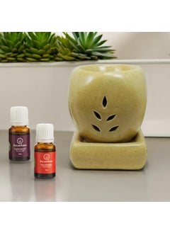 ASIAN AURA Asian Aura Handcrafted Premium Ceramic Electric Aroma Diffuser Oil Burner Wax Melt Warmer for Home Fragrance with Aroma Oils in 2 fragrances English Lavender Rosy Romance 10ml Each  - Image 1