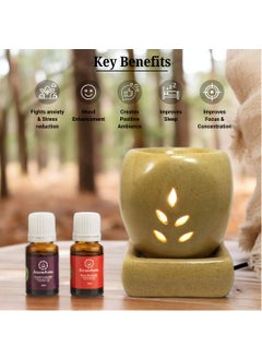 ASIAN AURA Asian Aura Handcrafted Premium Ceramic Electric Aroma Diffuser Oil Burner Wax Melt Warmer for Home Fragrance with Aroma Oils in 2 fragrances English Lavender Rosy Romance 10ml Each  - Image 4