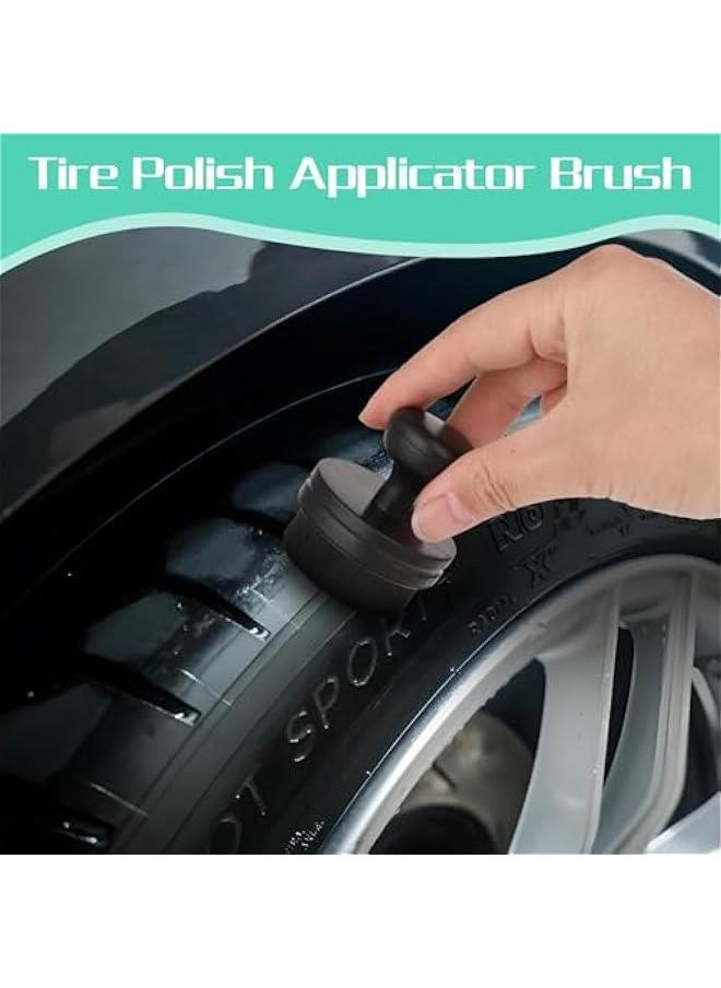 Generic Auto Tire Shine Brush, Car Tire Shine Applicator Brush with Stand Portable High-Density Tire Dressing Brush with Cover for Auto Detailing Cleaning Service(Black)  - Image 2