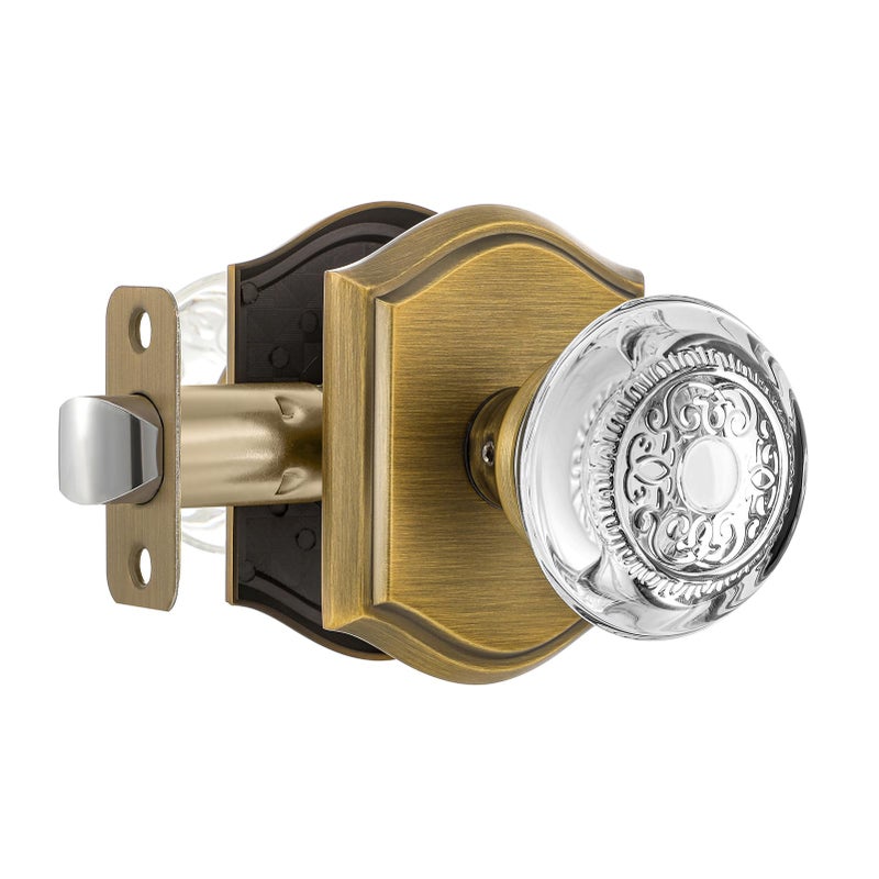 CLCTK Crystal Door Knobs Interior Vintage Passage Glass Antique Brass Door Knobs for Hall Closet 1 Pack - Image 2