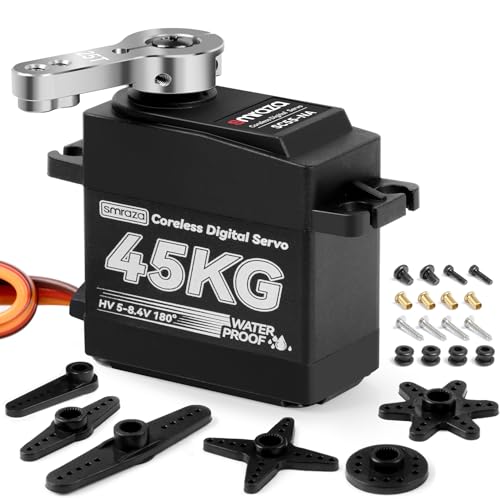 Smraza 45KG Coreless Servo Motor High Torque Steering Smraza 84V Waterproof Servo Digital Stainless Steel Gear Servo for RC 110 18 112 Scale Car Truck CrawlerRobotBoat with 25T Servo Horn180 - Image 1