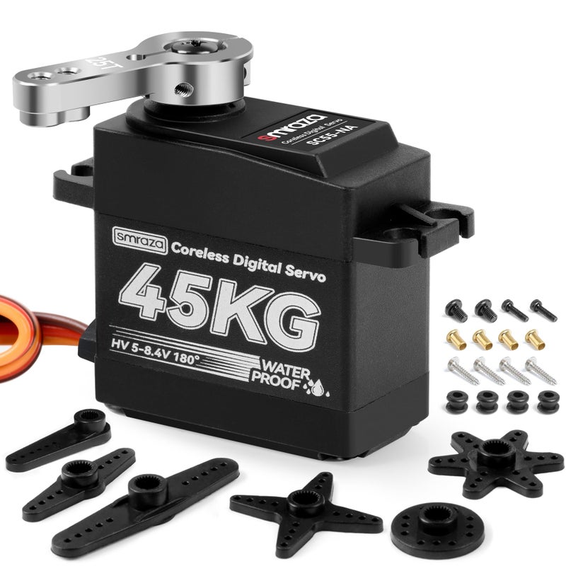 Smraza 45KG Coreless Servo Motor High Torque Steering Smraza 84V Waterproof Servo Digital Stainless Steel Gear Servo for RC 110 18 112 Scale Car Truck CrawlerRobotBoat with 25T Servo Horn180 - Image 2