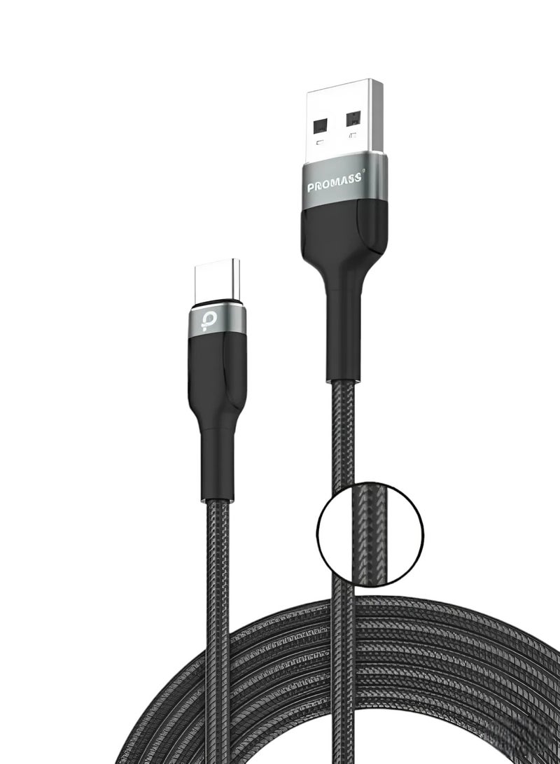 بروماس كابل شاحن USB A الى USBC بطول 2 متر - متوافق مع سلسلة آيفون 16/15 و سامسونج جالكسي S24 Ultra, نينتندو سويتش،باد برو،رمادي, S10 S8 S9 Plus Note 9 8 (أيضاً يدعم شحن يد سوني 5) - Image 1