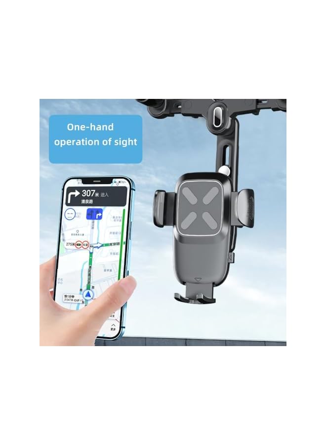 Green Tiger Rearview Mirror Phone Holder for Car, 360°Rotatable and Retractable Car Phone Holder Multifunctional Rear View Mirror Phone Holder, Four Corners Fixed Anti-Shake Design, for All Mobile Phones and Car - Image 5