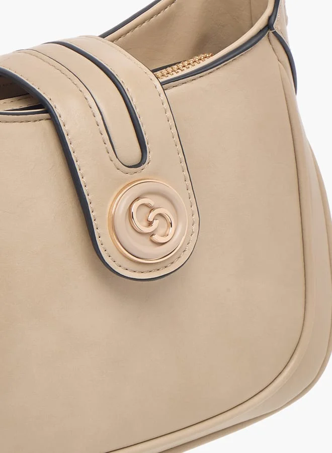Celeste Women Logo Accent Shoulder Bag with Zip Closure