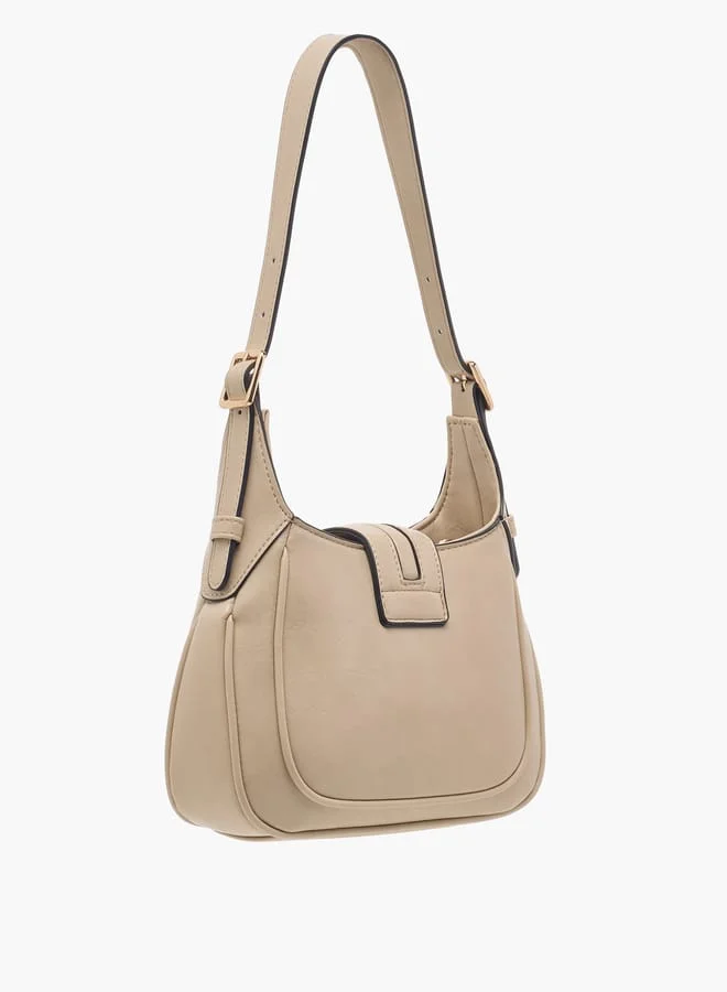 Celeste Women Logo Accent Shoulder Bag with Zip Closure