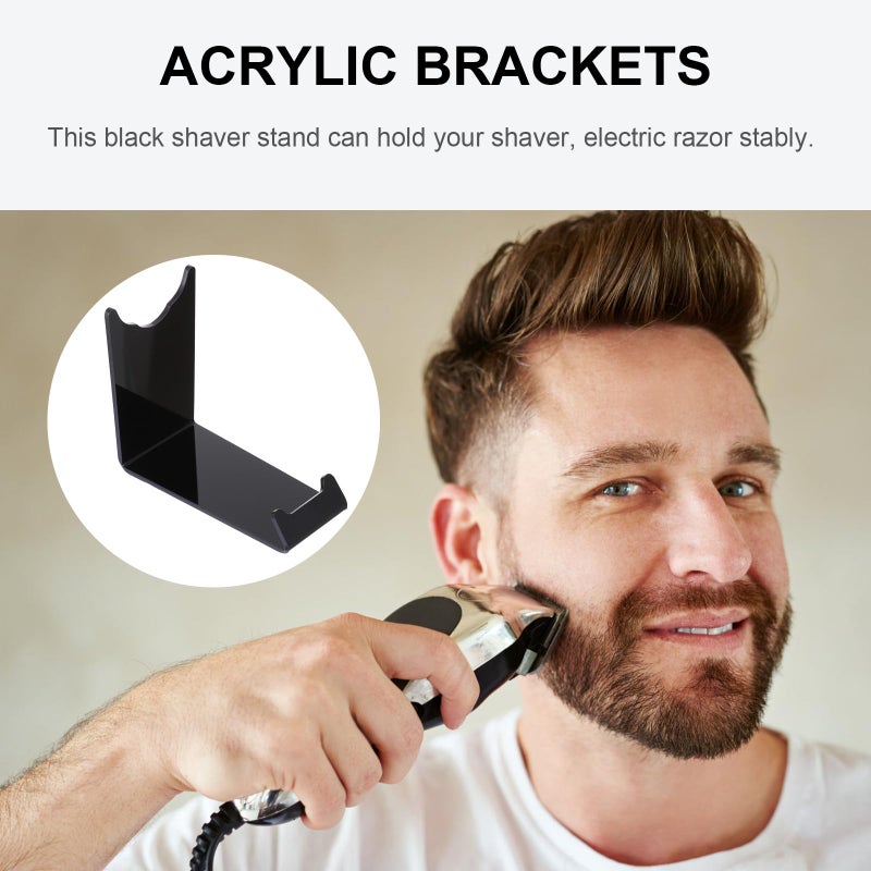Acrylic Electric Razor Holder Stand 2 Pack Black Desktop Storage Rack For Mens Bathroom - Image 4