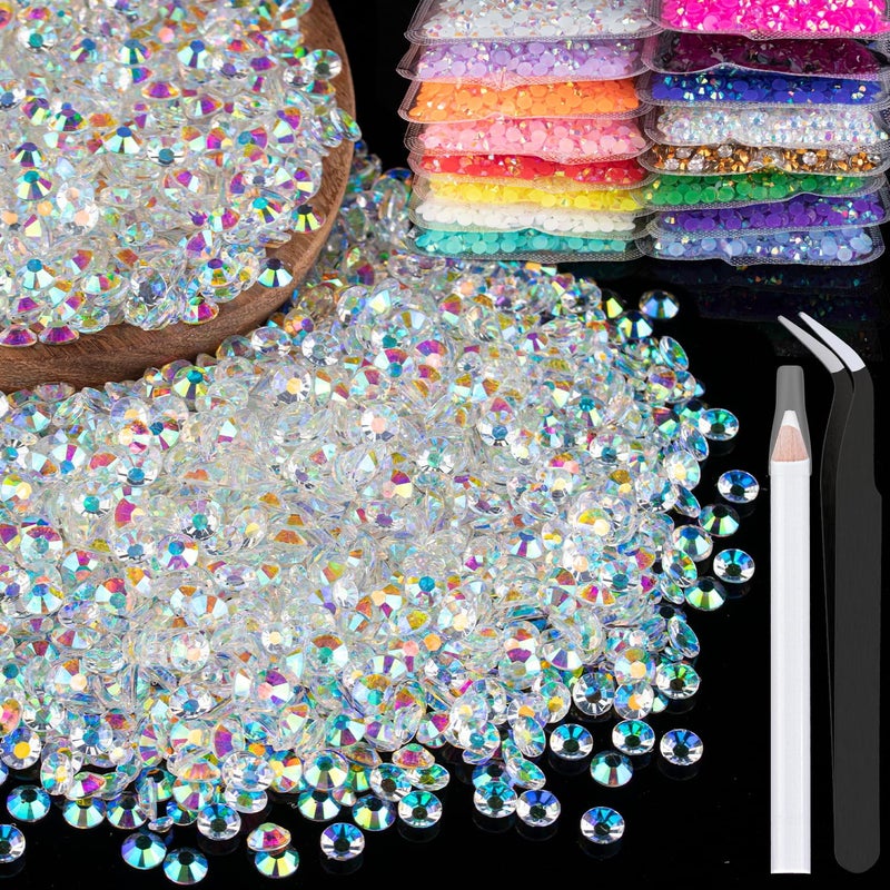 BELLEBOOST 4000pcs 4mm Resin Rhinestones Bulk, Transparent AB Flatback Round Jelly Rhinestones Bedazzling Non Hotfix Crystal Gems Large Quantity Wholesale for DIY Crafts Clothes Tumblers Face Makeup Manicure - Image 1