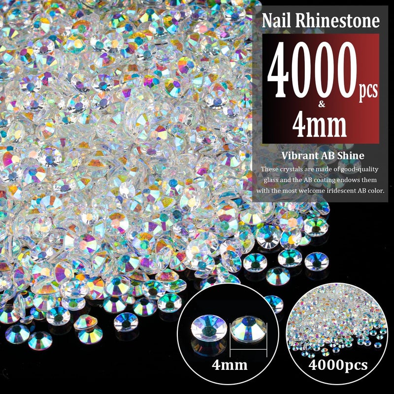 BELLEBOOST 4000pcs 4mm Resin Rhinestones Bulk, Transparent AB Flatback Round Jelly Rhinestones Bedazzling Non Hotfix Crystal Gems Large Quantity Wholesale for DIY Crafts Clothes Tumblers Face Makeup Manicure - Image 2