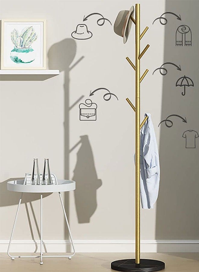 Loquat Metal Coat Rack Stand,Floor Free Standing Bedroom Coat Rack Stand with Stable Marble Base Easy Assembly(Gold) - Image 3