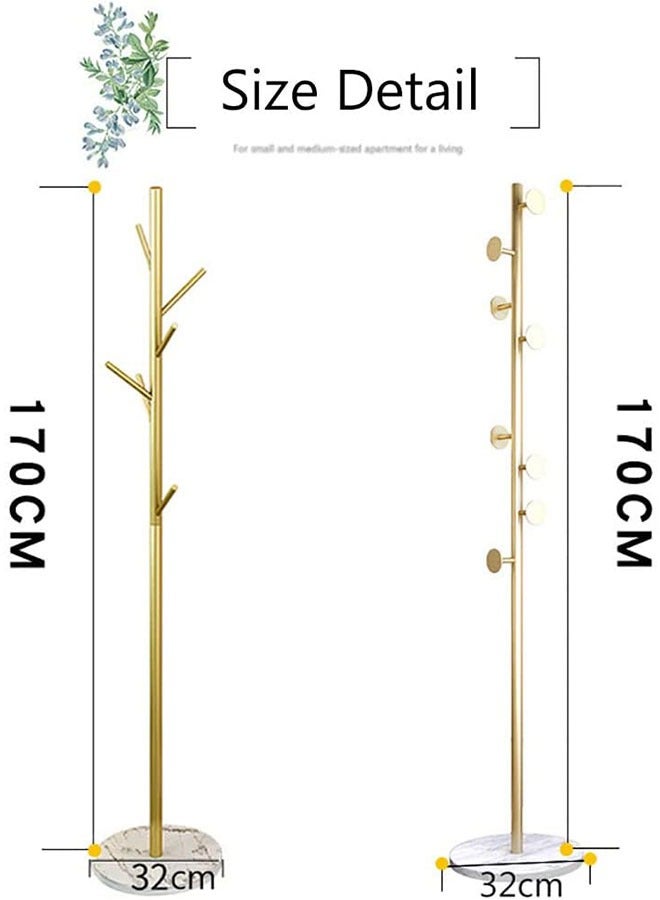 Loquat Metal Coat Rack Stand,Floor Free Standing Bedroom Coat Rack Stand with Stable Marble Base Easy Assembly(Gold) - Image 5
