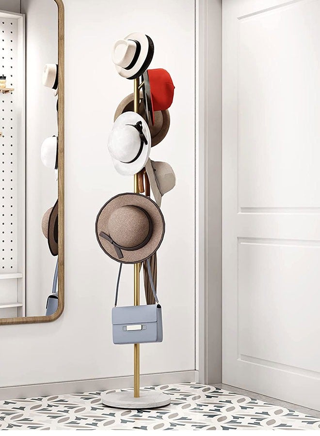 Loquat Metal Coat Rack Stand,Floor Free Standing Bedroom Coat Rack Stand with Stable Marble Base Easy Assembly(Gold) - Image 2