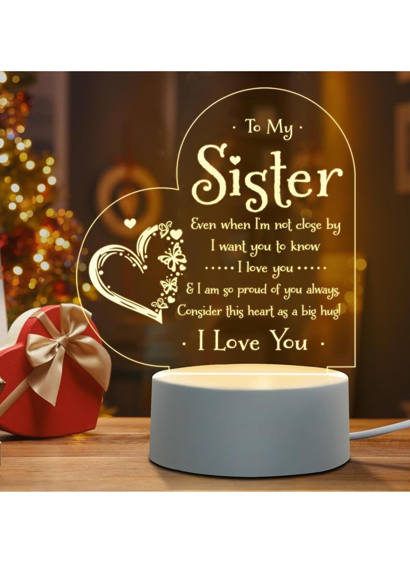 KASTWAVE Sister Night Light - Engraved 'To My Sister' Lamp, Perfect Gift for Birthday, Graduation - Ideal for Sisters from Brother or Sister  - Image 1