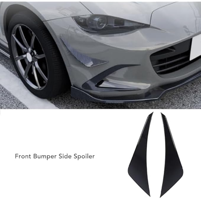 Oreilet Front Bumper Lip Splitter, Car Exterior Decor Accessories Body Anti-Collision Diffuser Universal Auto Front Bumper Lip Splitter for MiataND 2016 Onwards (Glossy Black) - Image 5