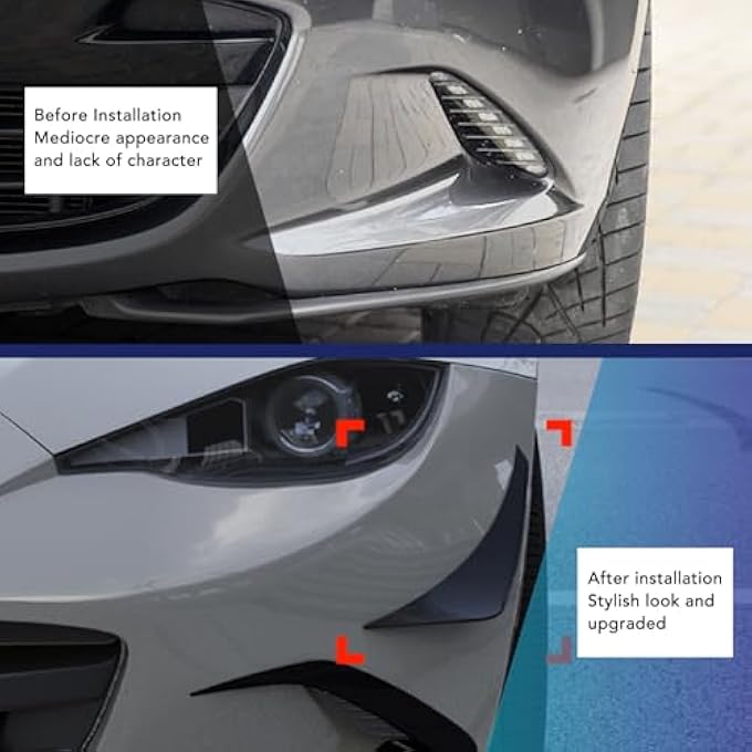 Oreilet Front Bumper Lip Splitter, Car Exterior Decor Accessories Body Anti-Collision Diffuser Universal Auto Front Bumper Lip Splitter for MiataND 2016 Onwards (Glossy Black) - Image 4