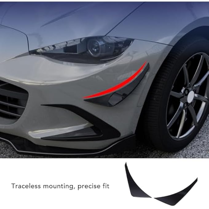 Oreilet Front Bumper Lip Splitter, Car Exterior Decor Accessories Body Anti-Collision Diffuser Universal Auto Front Bumper Lip Splitter for MiataND 2016 Onwards (Glossy Black) - Image 2