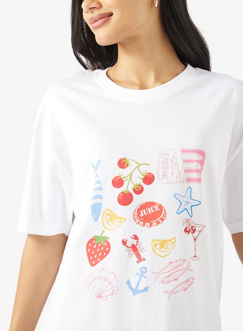 Ginger Cotton Oversize Travel Graphic T-shirt - Image 3