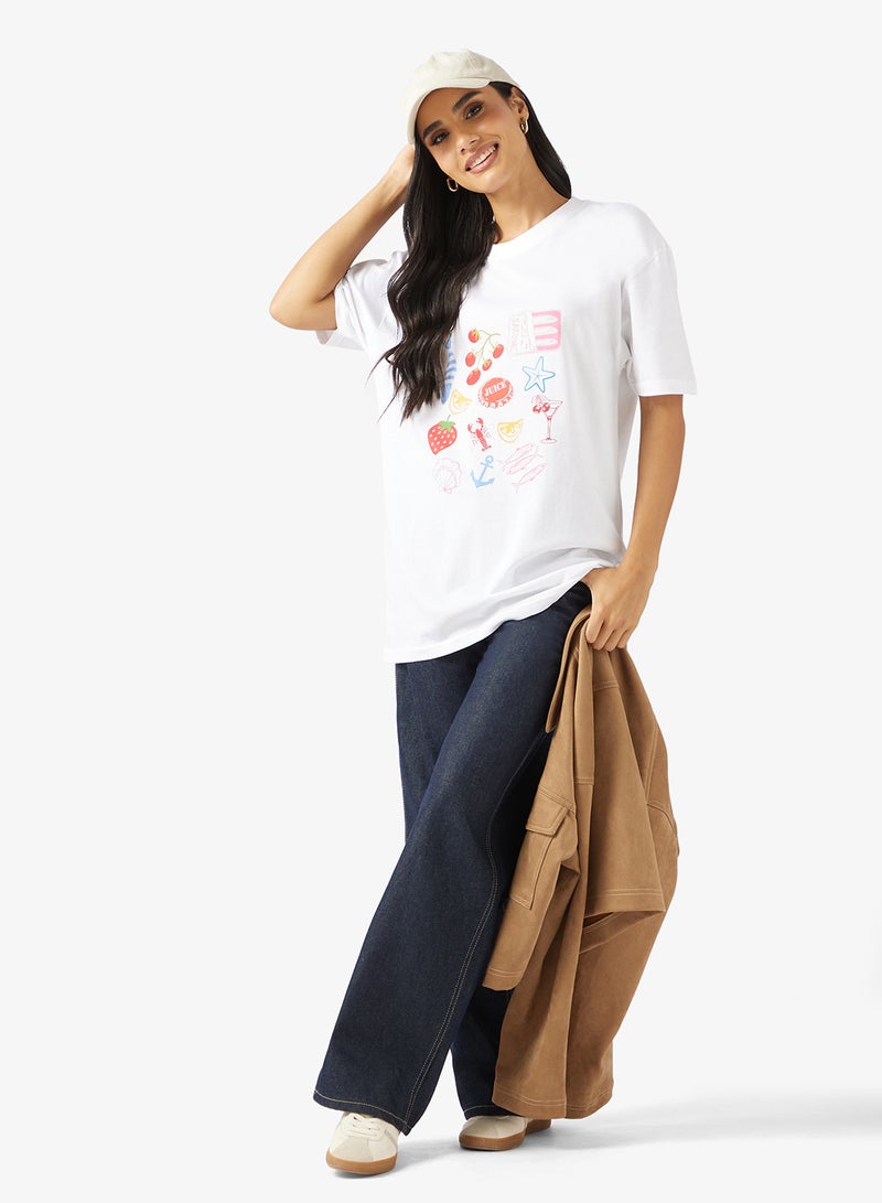 Ginger Cotton Oversize Travel Graphic T-shirt - Image 4