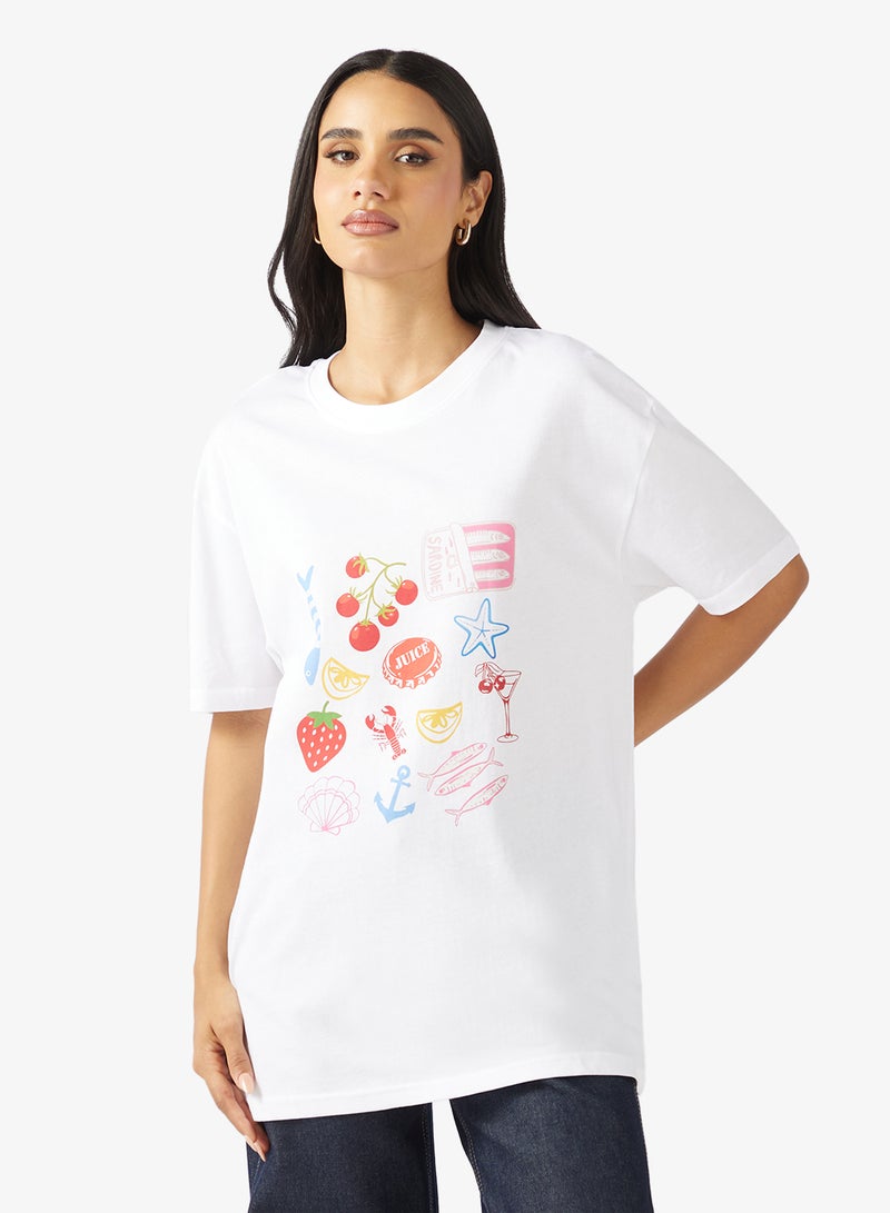 Ginger Cotton Oversize Travel Graphic T-shirt - Image 1