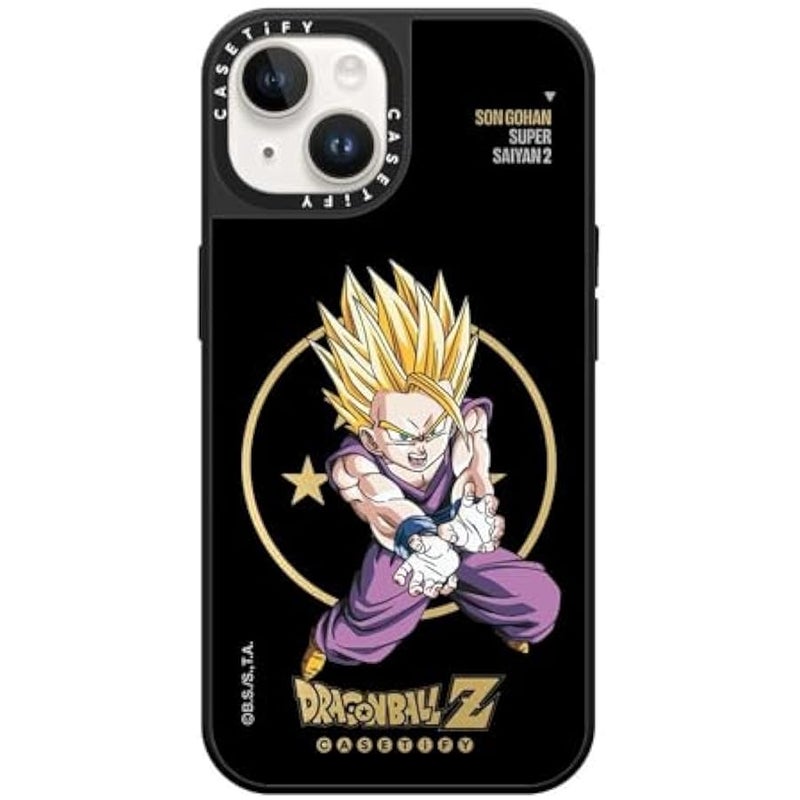 Casetify Mirror iPhone 14 Case 【Dragon Ball Colab/Reflective / 4.9ft Drop Protection/Magsafe】 - Super Saiyan Gohan - Silver on Black - Image 1