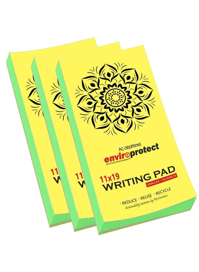 PG Creations Long Memo Size, Pack of 2 Pads, Pocket Unruled Writing Notepads, 100 Sheets per Pad, 70 Gsm Blank Plain Paper Pad for Note-Taking, Office, Home & Students, 11x19 cm, Green - Image 2