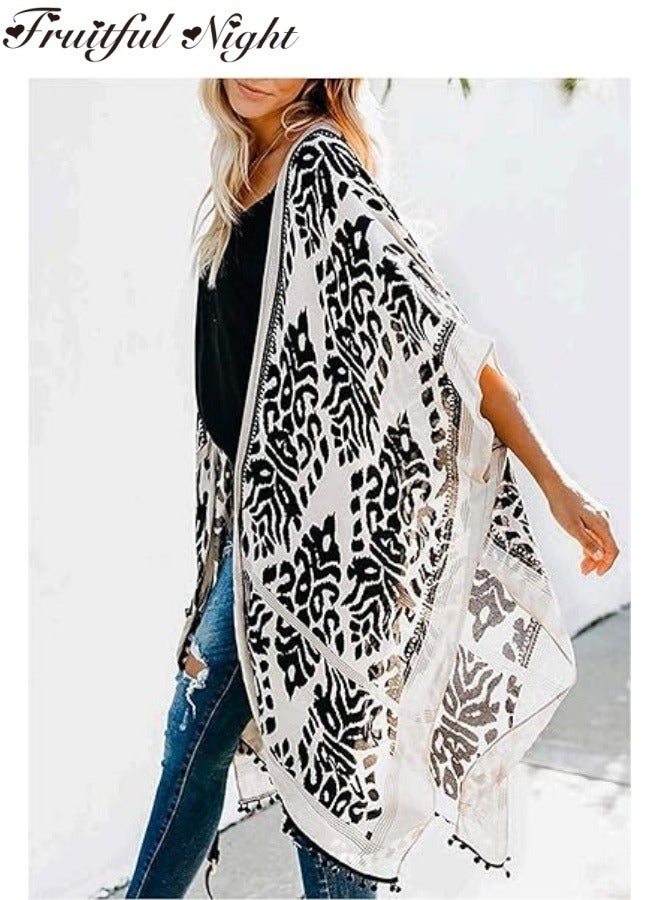 Fruitful Night Womens Summer Beach Hawaiian Vacation Long Kimono Cardigans Swimsuits Cover ups - Image 3