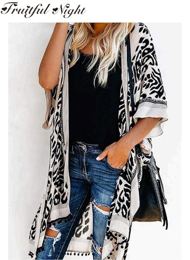 Fruitful Night Womens Summer Beach Hawaiian Vacation Long Kimono Cardigans Swimsuits Cover ups - Image 4