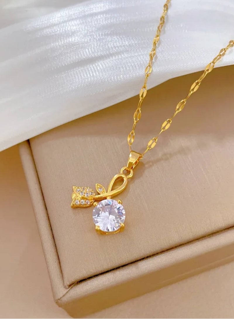 إيكوال سلسال نسائي أنيق من الاستانلس ستيل مطلي باللون الذهبي - Image 3