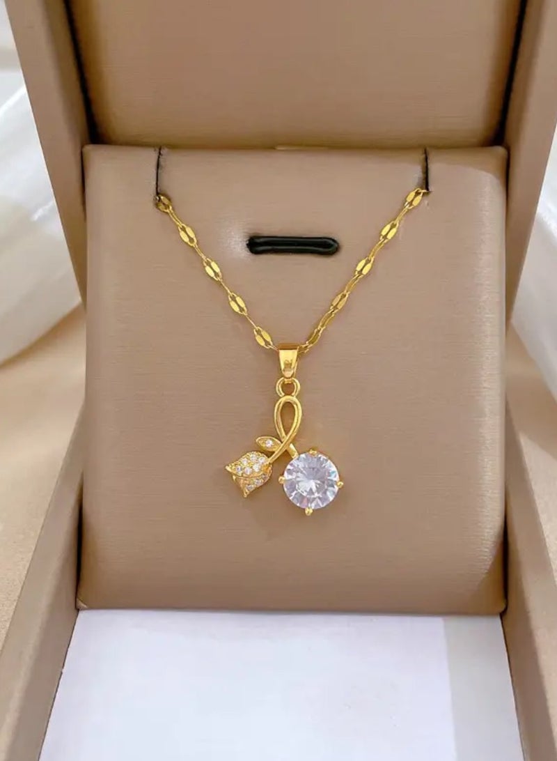 إيكوال سلسال نسائي أنيق من الاستانلس ستيل مطلي باللون الذهبي - Image 4