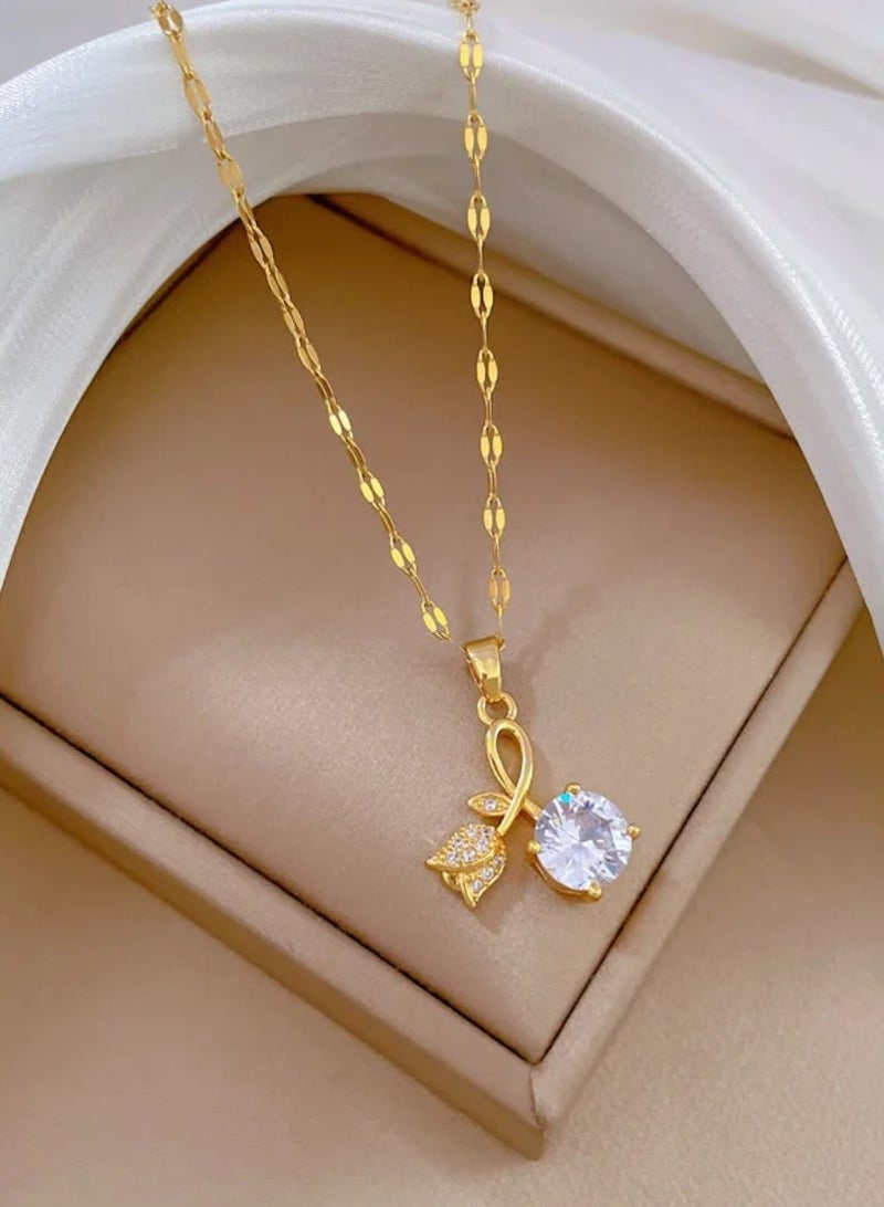 إيكوال سلسال نسائي أنيق من الاستانلس ستيل مطلي باللون الذهبي - Image 1